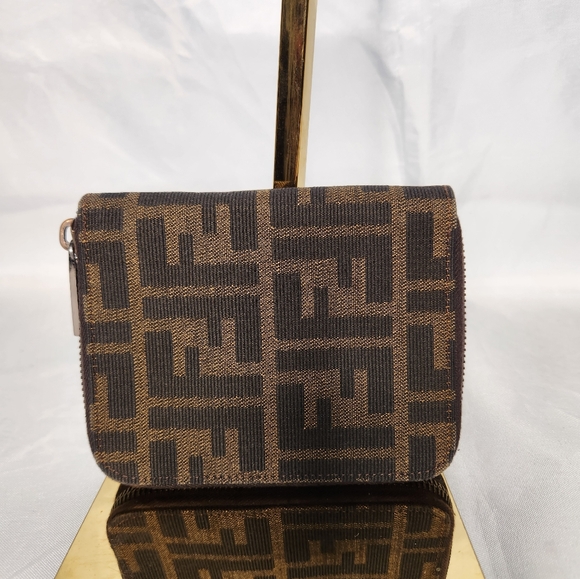 Fendi Brown and Black Logo Wallet